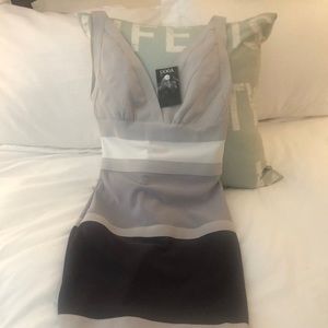Goga by Gordon’s Bandage Evening Party Bodycon Dress - gray and white - NWT